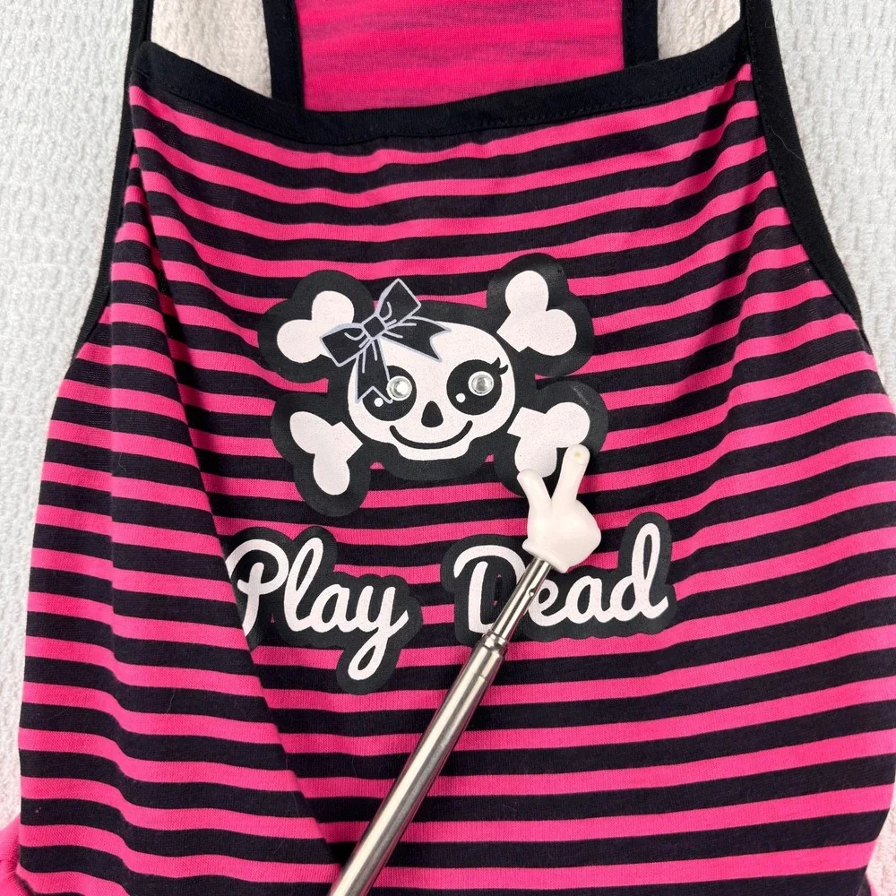 Bootique Dog Dress Size Large Pink Black Play Dead Skull Halloween Tutu 14in
